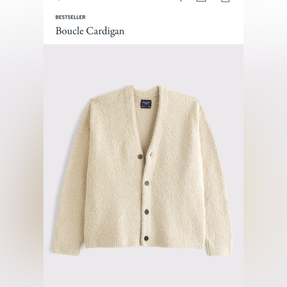 Abercrombie & Fitch Boucle Cream Cardigan Sweater